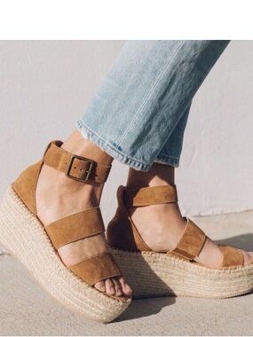 Soludos walnut Suede Espadrille Platform Sandals